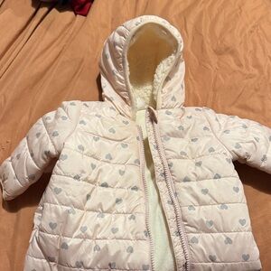 Pink Hooded Baby Jacket with Heart Pattern